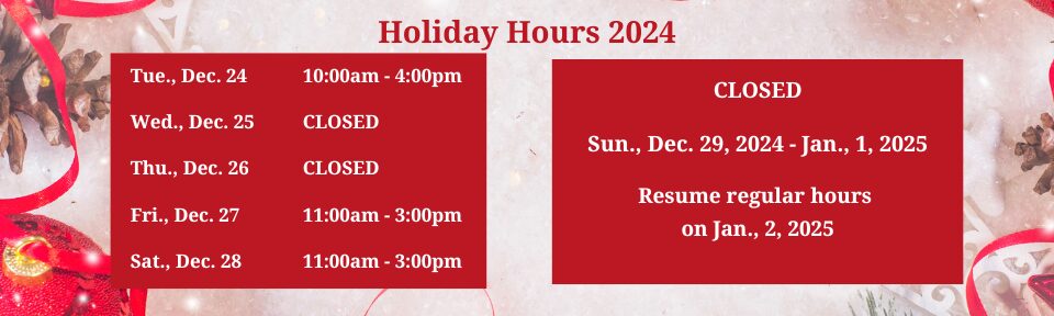 Holiday Hours 2024 Slide